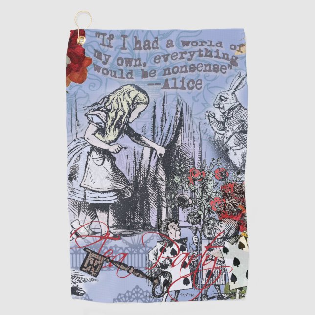 Alice nonsense curtain wonderland - Blue Golf Towel (Front)