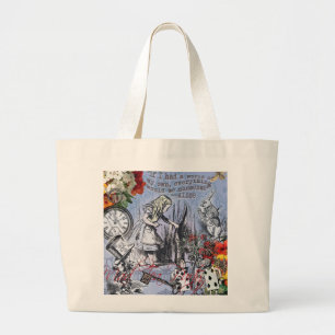 Alice nonsense curtain wonderland - Blue Large Tote Bag