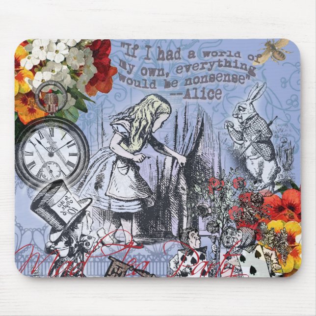 Alice nonsense curtain wonderland - Blue Mouse Pad (Front)
