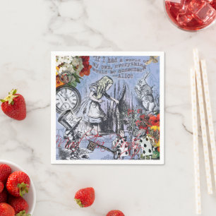 Alice nonsense curtain wonderland - Blue Napkin