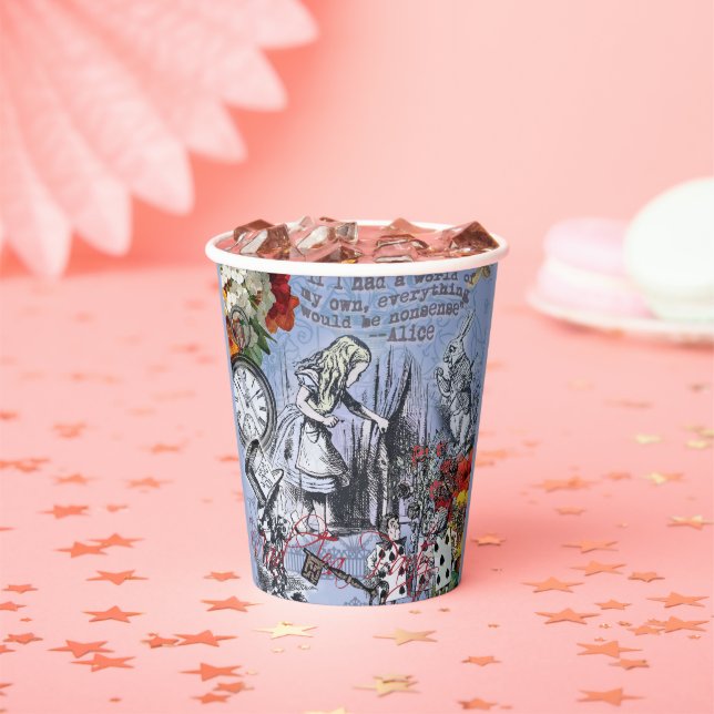 Alice nonsense curtain wonderland - Blue Paper Cups (Insitu)