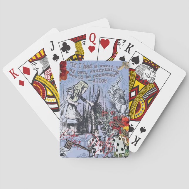 Alice nonsense curtain wonderland - Blue Playing Cards (Back)