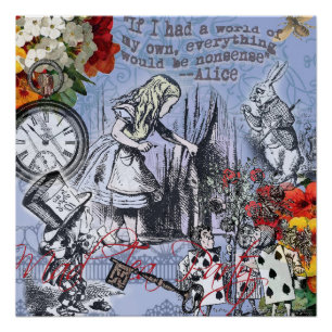 Alice nonsense curtain wonderland - Blue Poster