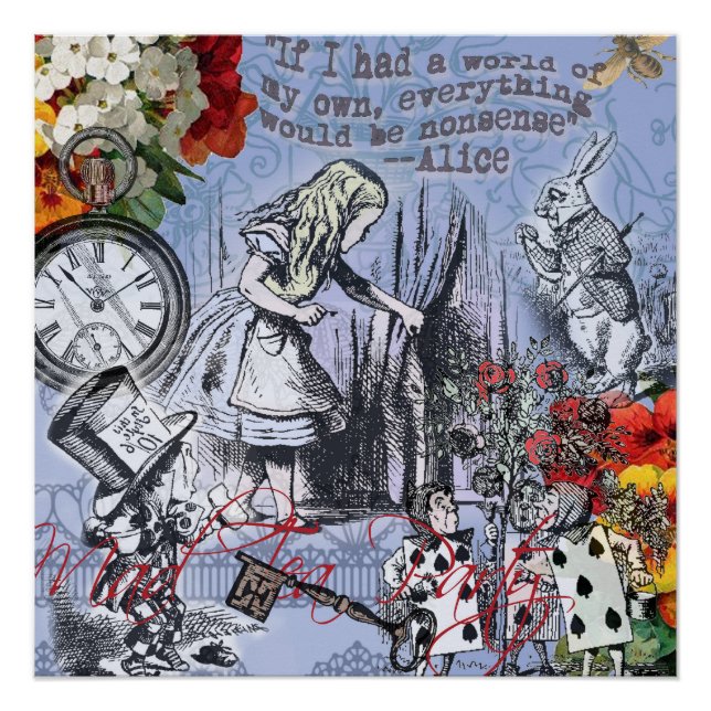 Alice nonsense curtain wonderland - Blue Poster (Front)
