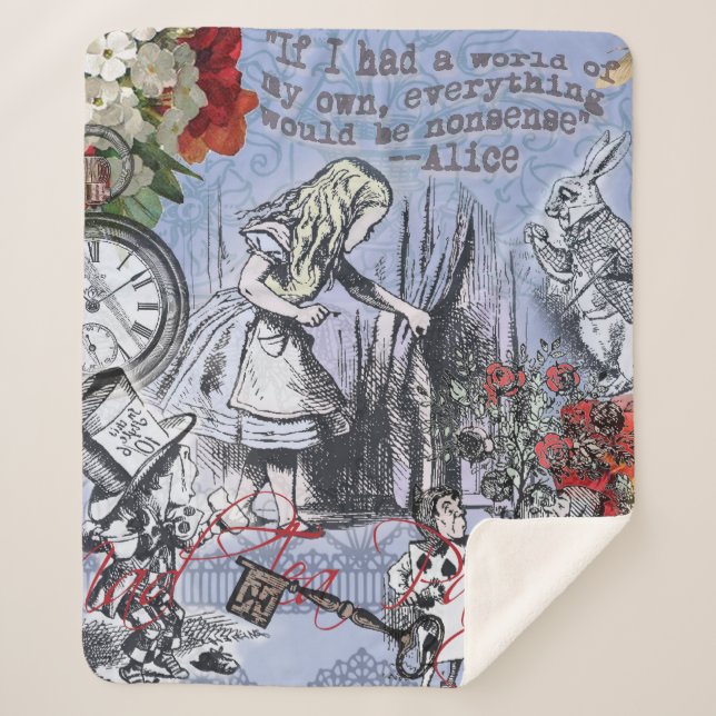 Alice nonsense curtain wonderland - Blue Sherpa Blanket (Front)