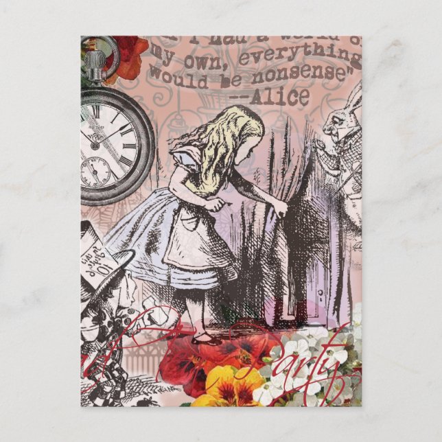 Alice nonsense curtain wonderland classic postcard (Front)