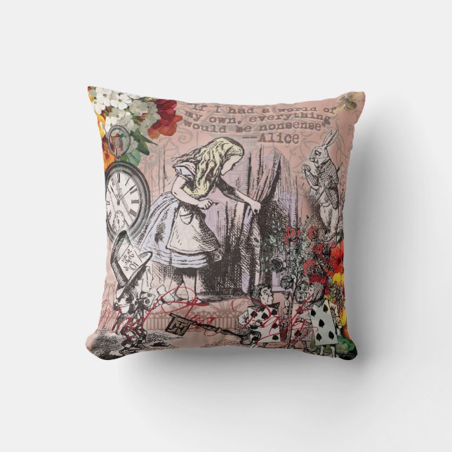 Alice nonsense curtain wonderland cushion (Front)