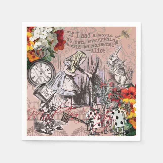 Alice nonsense curtain wonderland napkin (Front)