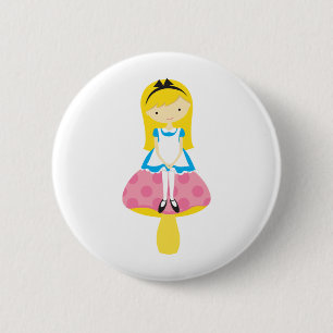 Alice on A Mushroom 6 Cm Round Badge
