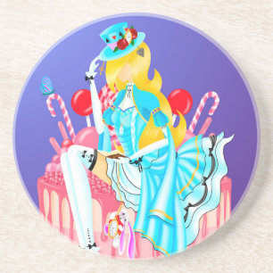 Alice on Birthday Cake  Coaster
