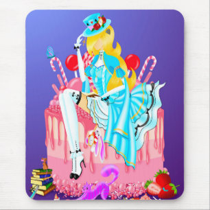 Alice on Birthday Cake Mouse Pad