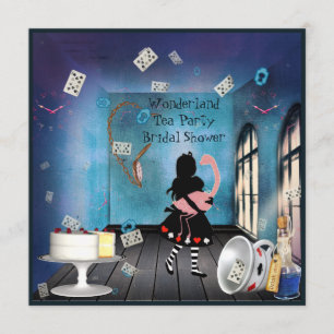 Alice & Pink Flamingo Wonderland Bridal Shower Invitation