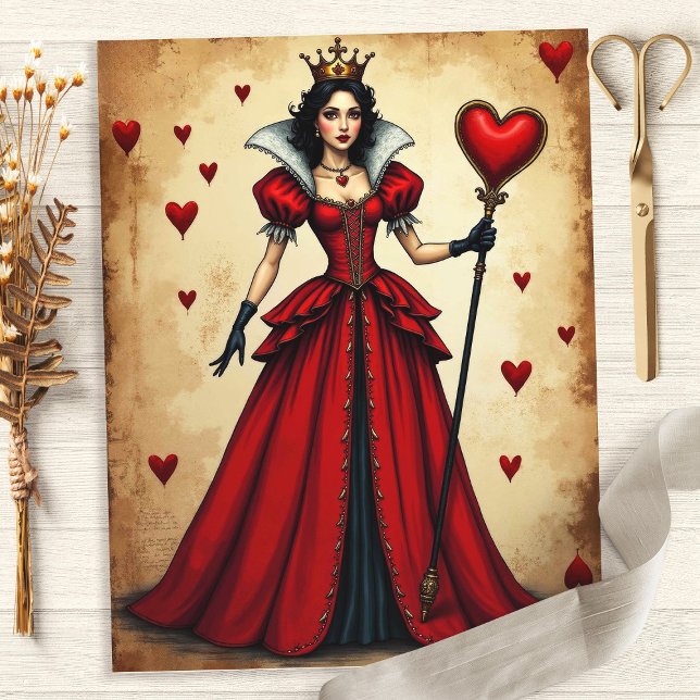 Alice Queen of Hearts Hearts Scrapbook Paper (Creator Uploaded)