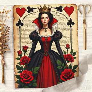 Alice Queen of Hearts Red Roses Scrapbook Paper