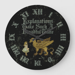 Alice Quote Explanations Large Clock