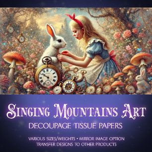 Alice Rabbit Fantasy Mushroom Woodland Decoupage Tissue Paper