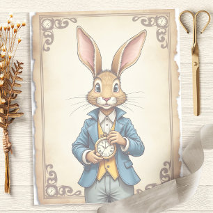 Alice Rabbit Pocket Watch Scrapbook Paper