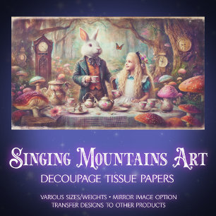 Alice & Rabbit Storybook Tea Party Decoupage Tissue Paper