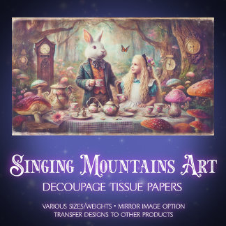 Alice & Rabbit Storybook Tea Party Decoupage Tissue Paper