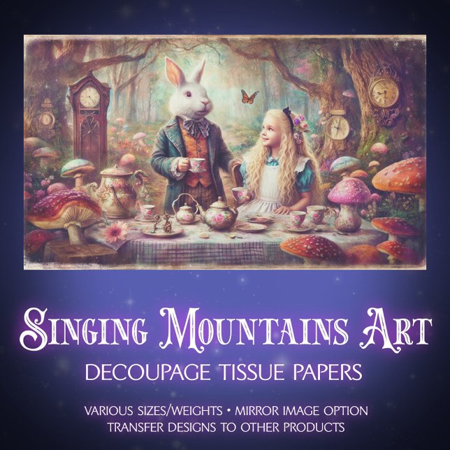 Alice & Rabbit Storybook Tea Party Decoupage Tissue Paper (Creator Uploaded)