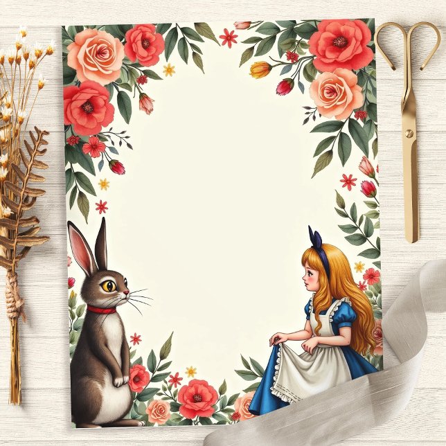 Alice Scrapbook Junk Journal Floral Paper (Creator Uploaded)