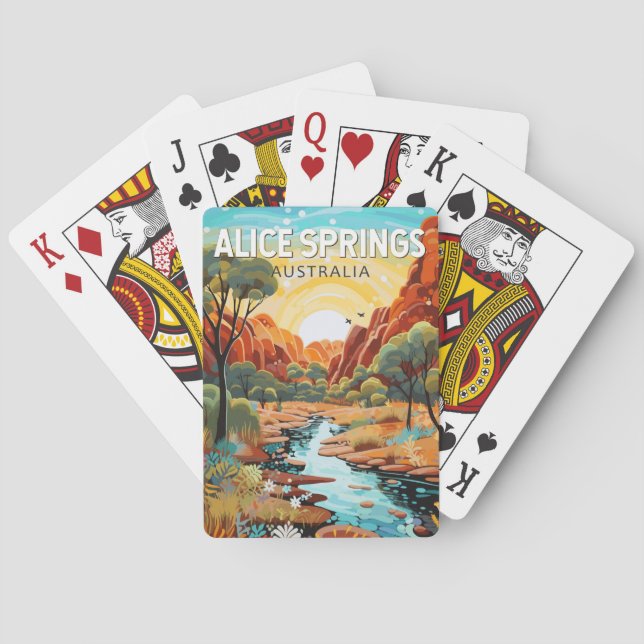 Alice Springs Australia Travel Art Vintage Playing Cards (Back)