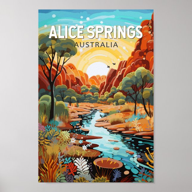 Alice Springs Australia Travel Art Vintage Poster (Front)