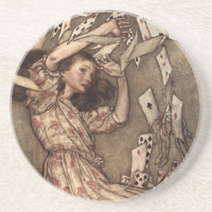 Alice Swarmed by Playing Cards Coaster