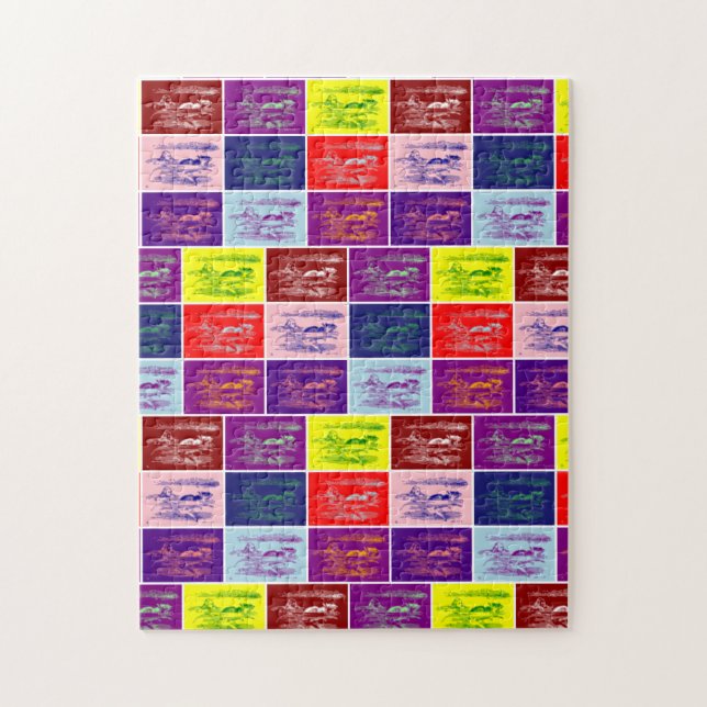 Alice swimming in a pool of tears pop art jigsaw puzzle (Vertical)