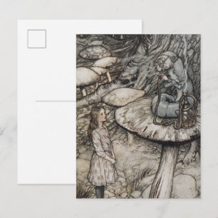 Alice talking to the Caterpillar Small Postcard