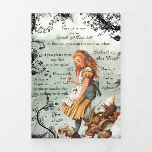 Alice Tea Cup Sixtieth Birthday Tri-Fold Holiday Card