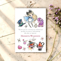 Alice Tea Party Whimsical Garden Thank You Card