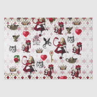 Alice, tenniel, black and red queen of hearts tissue paper