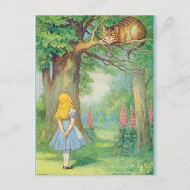 Alice & the Cheshire Cat Colour Postcard (Front)