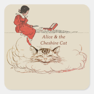 Alice & the Cheshire Cat Square Sticker