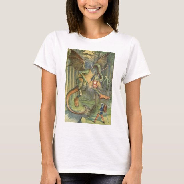 Alice & the Jabberwocky in Full Colour T-Shirt (Front)
