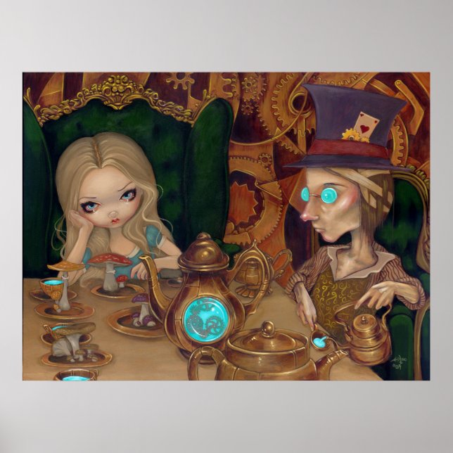 Alice & the Mad Hatter steampunk wonderland Print (Front)