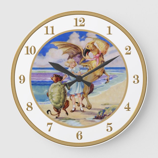 Alice, The Mock Turtle and the Gryphon Large Clock (Front)