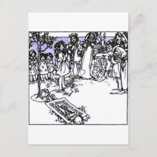 Alice & the Queen Vintage Illustration Postcard