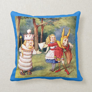 Alice, The Rabbit and the White King in Wonderland Cushion