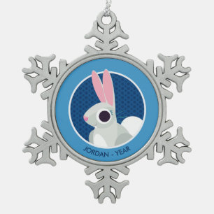 Alice the Rabbit Snowflake Pewter Christmas Ornament