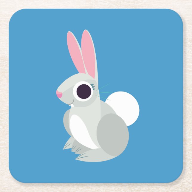 Alice the Rabbit Square Paper Coaster (Front)