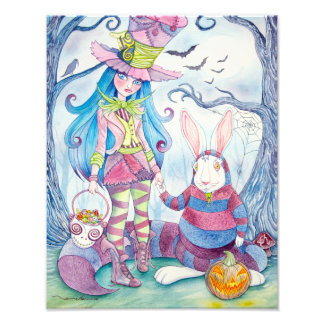 "Alice & the White Rabbit Halloween" Photo Print