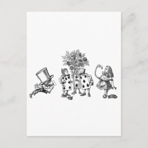 Alice & the Wonderland Gang in Black & White Postcard