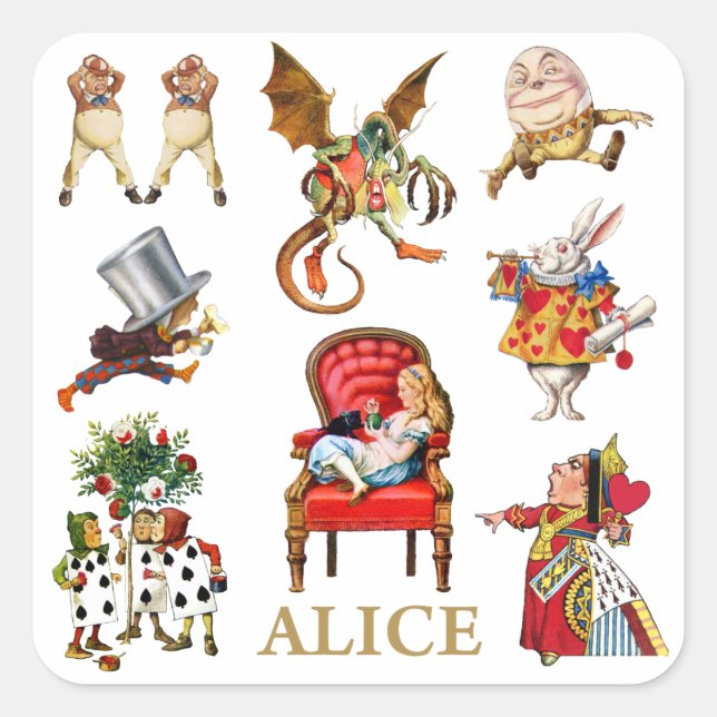 Alice Through The Looking Glass and Friends Square Sticker (Front)