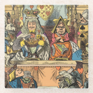 Alice Trial of the Knave of Hearts Vintage Glass Coaster
