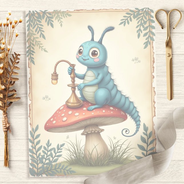 Alice Whimsical Caterpillar Scrapbook Paper (Creator Uploaded)