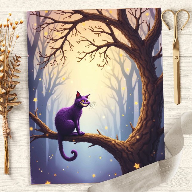 Alice Whimsical Cheshire Cat Tree Scrapbook Paper (Creator Uploaded)