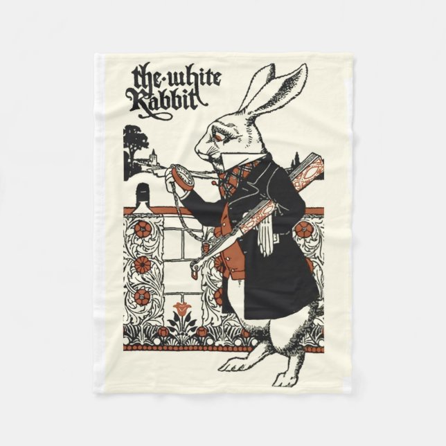 Alice White Rabbit Classic Wonderland  Fleece Blanket (Front)