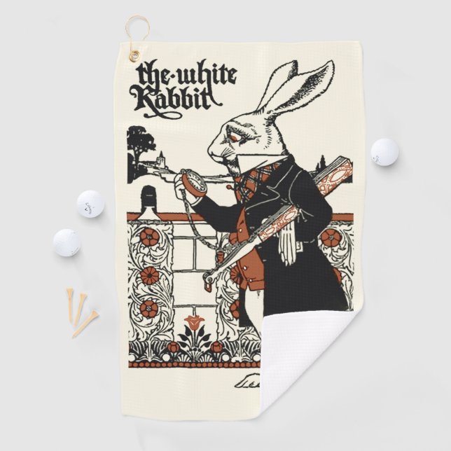Alice White Rabbit Classic Wonderland  Golf Towel (InSitu)